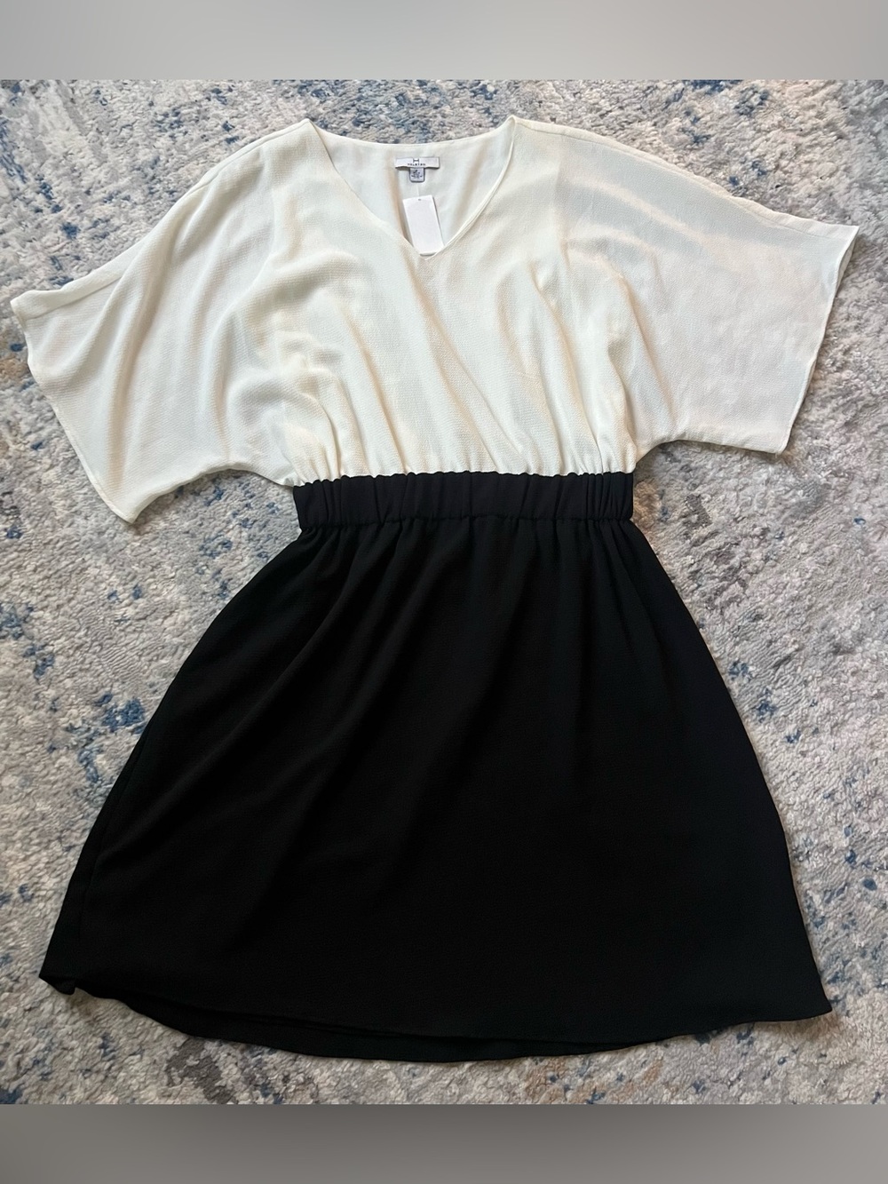 Halston Black & Ivory Colorblock Dress